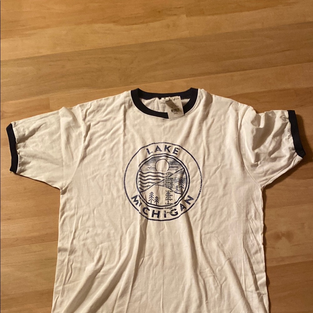 Tultex White and Blue Short Sleeve Tees Graphic Style